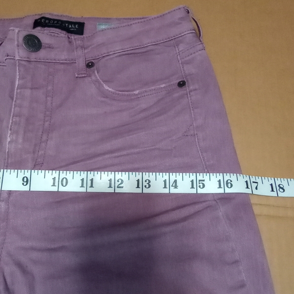 Aeropostale Designed NYC Knees Rips Grape Skinny High Waisted Jegging Jeans - Picture 8 of 11